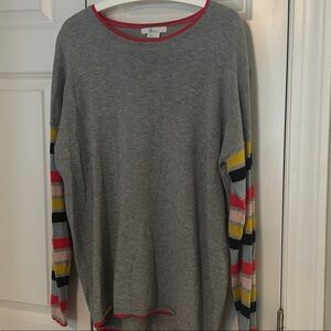 Boden Gray Sweater with Red Trim
